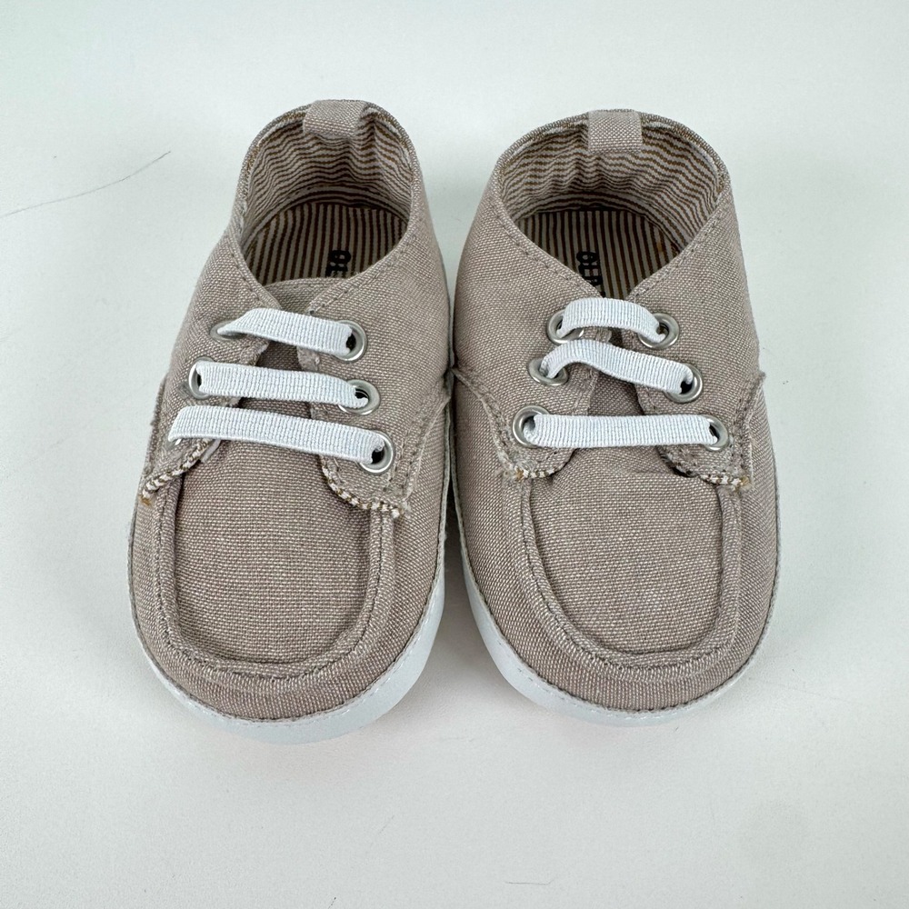 Old Navy Boat Shoes Kids 12-18M Light Khaki Canvas Nautical Preppy Loafers
